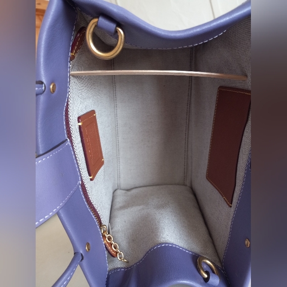 Coach Cashin Carry Tote 22, Double Kisslock, Purple - Picture 10 of 15